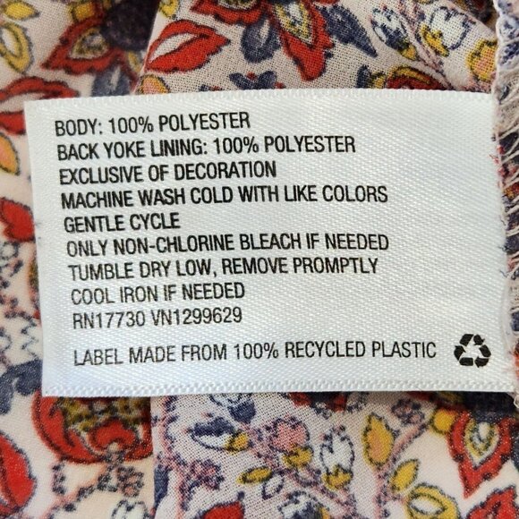 Knox Rose Peasant Blouse Womens M Boho Floral Keyhole Tassel Flowy Prairie - Picture 8 of 9